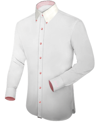 White High Collar Dress Shirt with Button Down