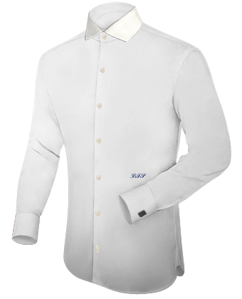 mens white collarless dress shirt