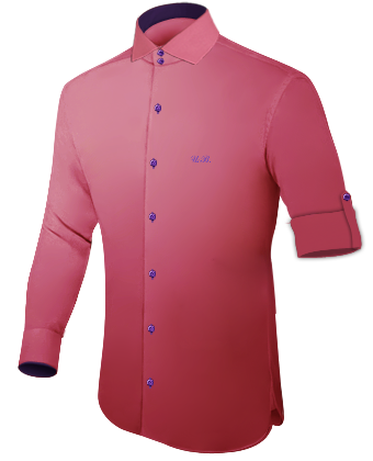 Fuschia Men Dress Shirts with Italian Collar 2 Button