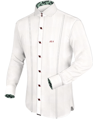 White Cufflink Shirt Fitted with Italian Collar 2 Button