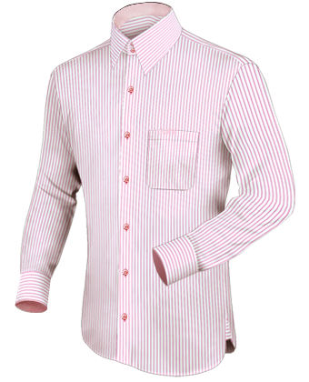 Shirts For Men Long Sleeve And Breast Pocket with French Collar 2 Button