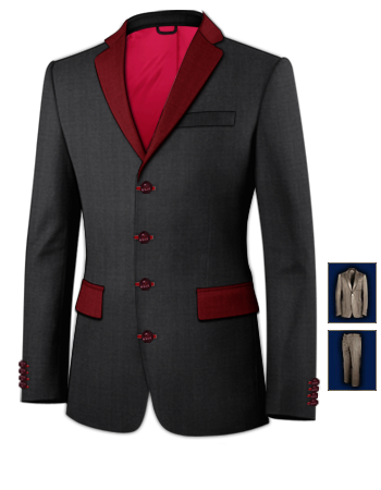 Mens Nehru Collar Suits with 4 Buttons, Single Breasted