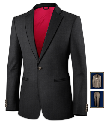 Mens Collarless Suits with 1 Button, Single Breasted