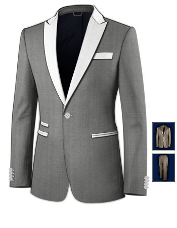 Collarless Suits For Men with 1 Button, Single Breasted
