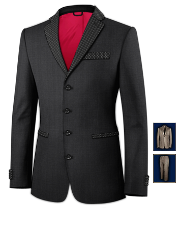 Mens Gold Wedding Suits with 4 Buttons, Single Breasted